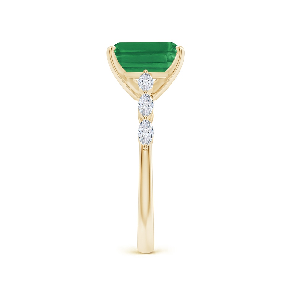 9x7mm AA Emerald-Cut Emerald Engagement Ring with Marquise Diamonds in Yellow Gold side 299