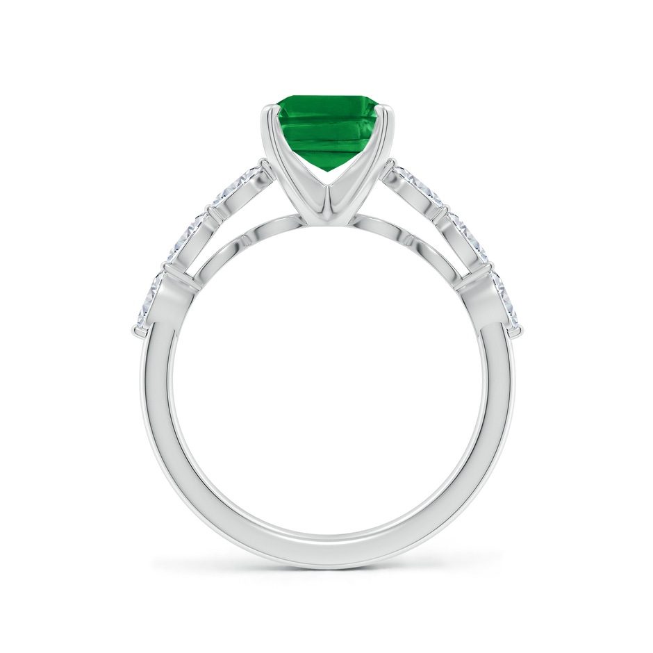 9x7mm AAA Emerald-Cut Emerald Engagement Ring with Marquise Diamonds in White Gold side 199