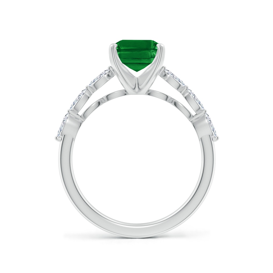 9x7mm AAAA Emerald-Cut Emerald Engagement Ring with Marquise Diamonds in P950 Platinum side 199