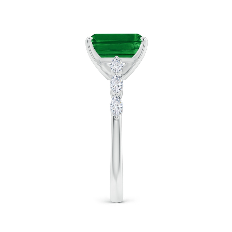 9x7mm AAAA Emerald-Cut Emerald Engagement Ring with Marquise Diamonds in P950 Platinum side 299