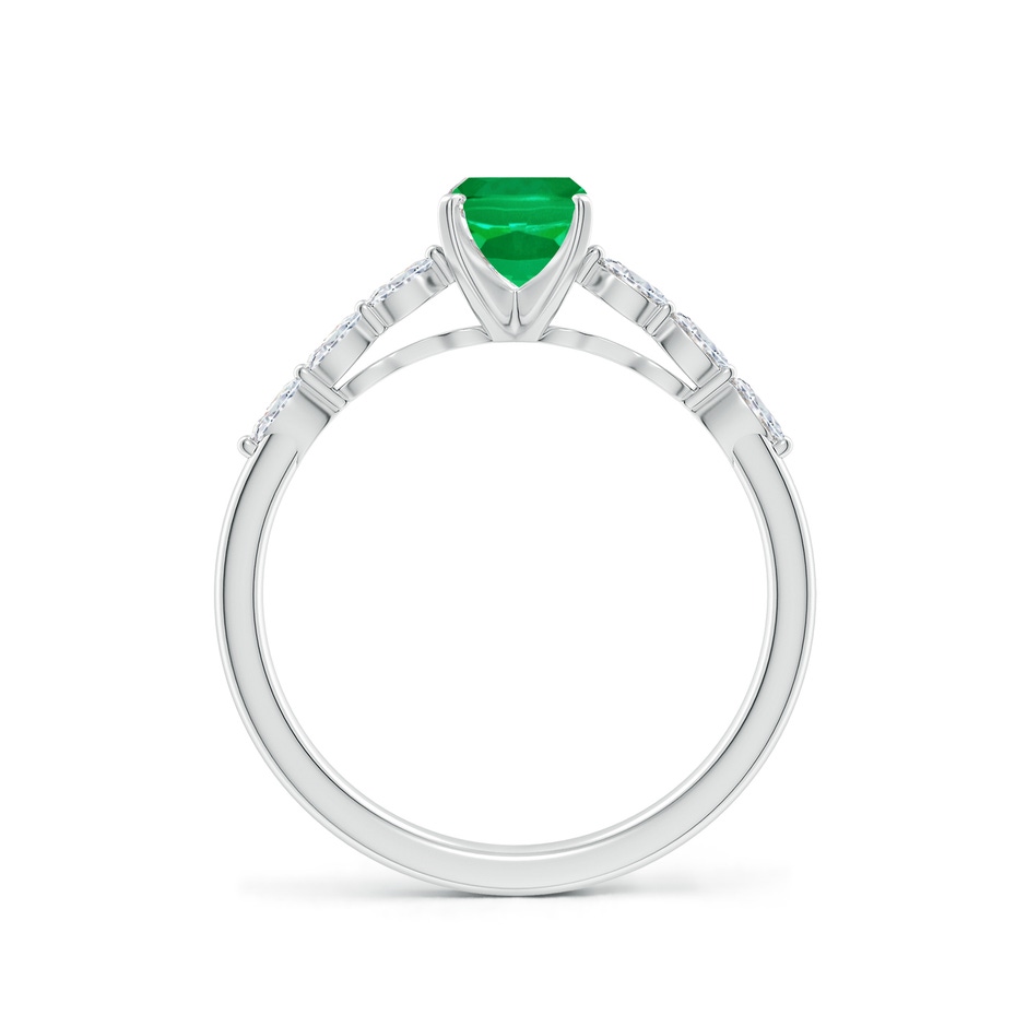 7x5mm AAA Cushion Rectangular Emerald Engagement Ring with Marquise Diamonds in White Gold side 199