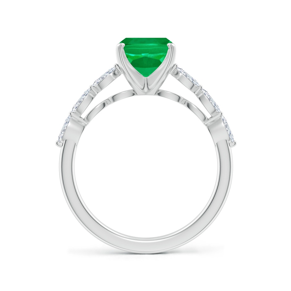 9x7mm AAA Cushion Rectangular Emerald Engagement Ring with Marquise Diamonds in White Gold side 199