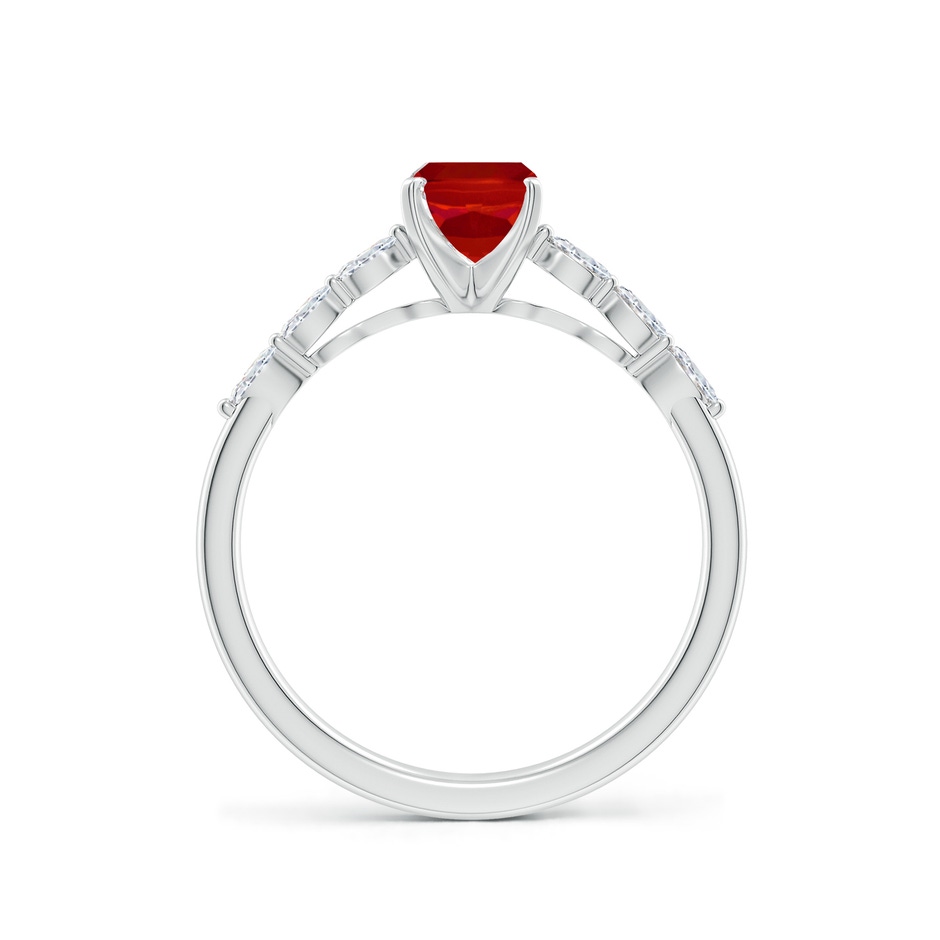 7x5mm AAA Cushion Rectangular Ruby Engagement Ring with Marquise Diamonds in White Gold side 199