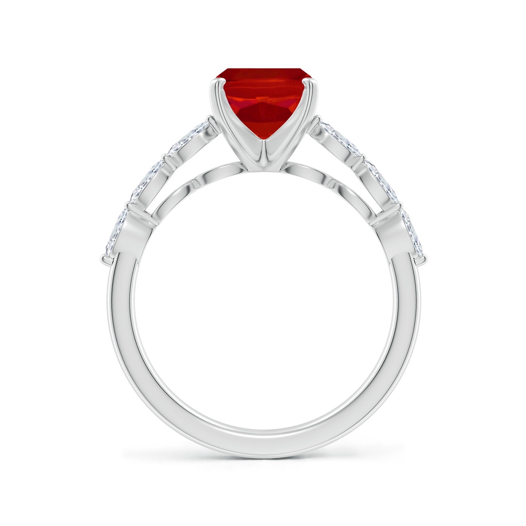 9x7mm AAA Cushion Rectangular Ruby Engagement Ring with Marquise Diamonds in White Gold Side 199