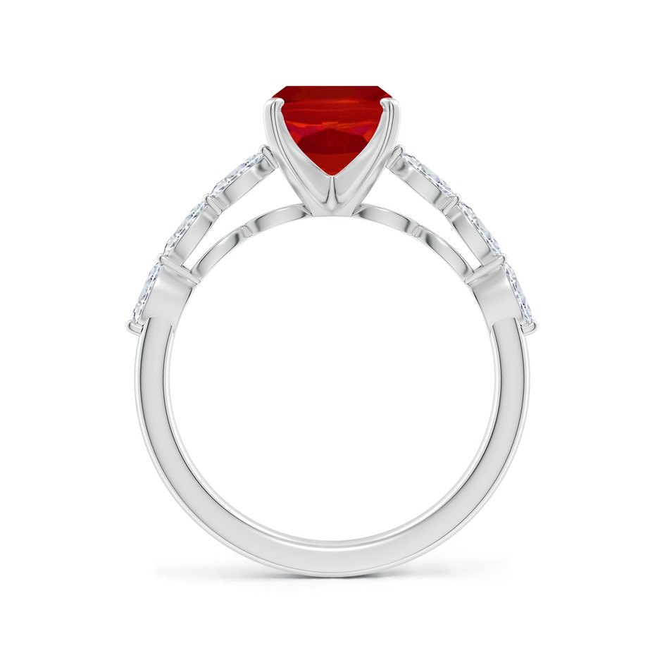 9x7mm AAA Cushion Rectangular Ruby Engagement Ring with Marquise Diamonds in White Gold side 199