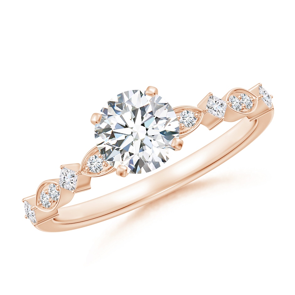 5.9mm GVS2 Round Diamond Engagement Ring with Marquise Motifs in Rose Gold 