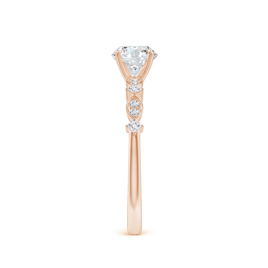5.9mm GVS2 Round Diamond Engagement Ring with Marquise Motifs in Rose Gold side 299