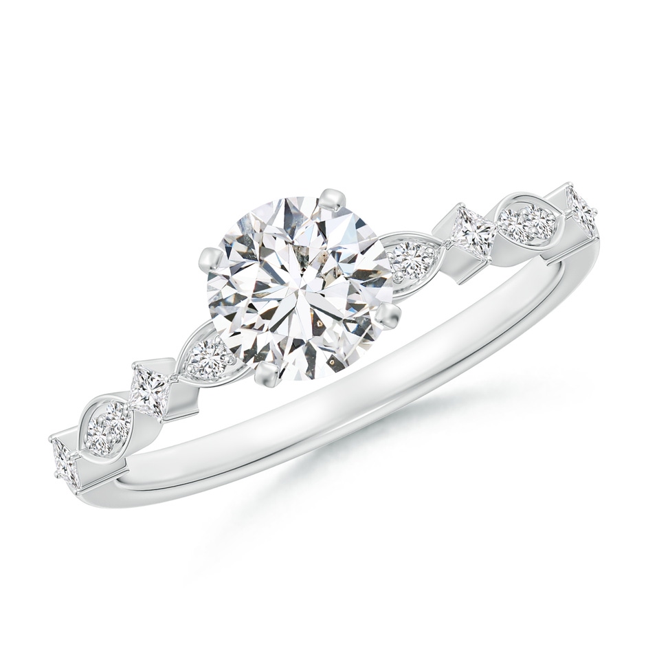 5.9mm HSI2 Round Diamond Engagement Ring with Marquise Motifs in White Gold 