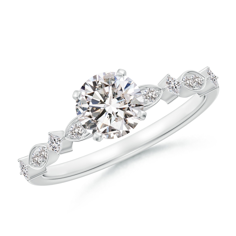 5.9mm IJI1I2 Round Diamond Engagement Ring with Marquise Motifs in White Gold 