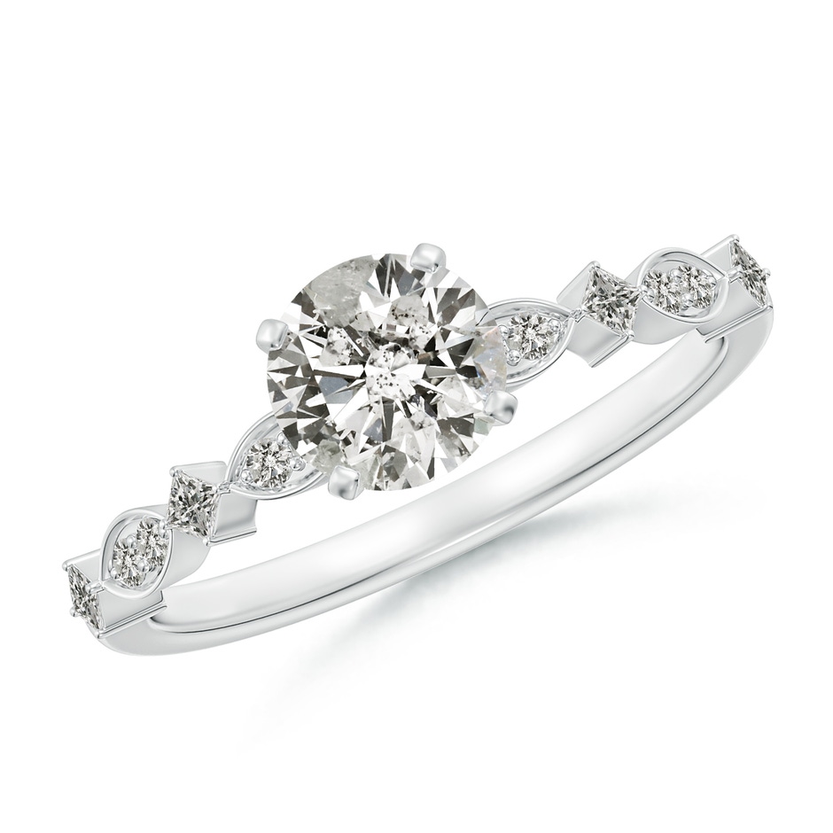 5.9mm KI3 Round Diamond Engagement Ring with Marquise Motifs in White Gold 