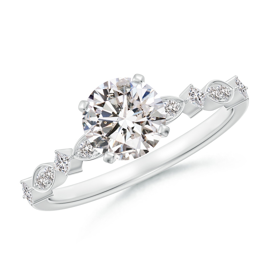 6.4mm IJI1I2 Round Diamond Engagement Ring with Marquise Motifs in P950 Platinum 