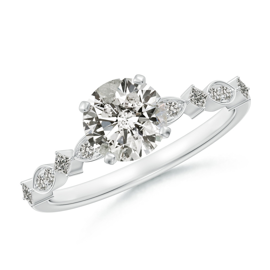 6.4mm KI3 Round Diamond Engagement Ring with Marquise Motifs in P950 Platinum 