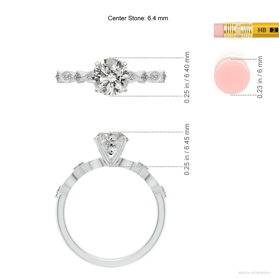 6.4mm KI3 Round Diamond Engagement Ring with Marquise Motifs in P950 Platinum ruler