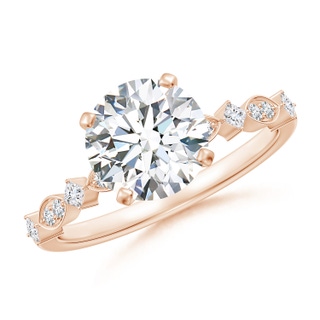 8mm GVS2 Round Diamond Engagement Ring with Marquise Motifs in 18K Rose Gold