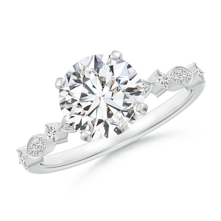 8mm HSI2 Round Diamond Engagement Ring with Marquise Motifs in White Gold 