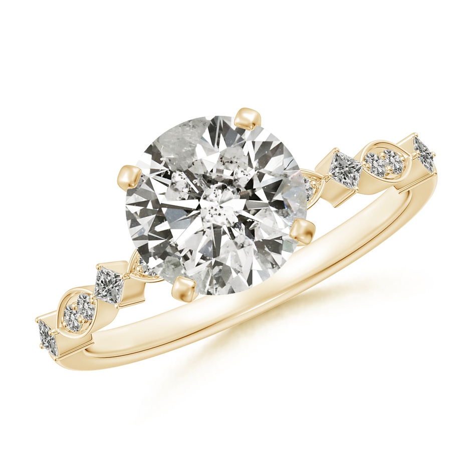 8mm KI3 Round Diamond Engagement Ring with Marquise Motifs in Yellow Gold 