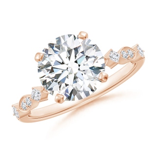 9.2mm GVS2 Round Diamond Engagement Ring with Marquise Motifs in 18K Rose Gold