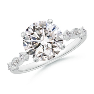 9.2mm IJI1I2 Round Diamond Engagement Ring with Marquise Motifs in P950 Platinum