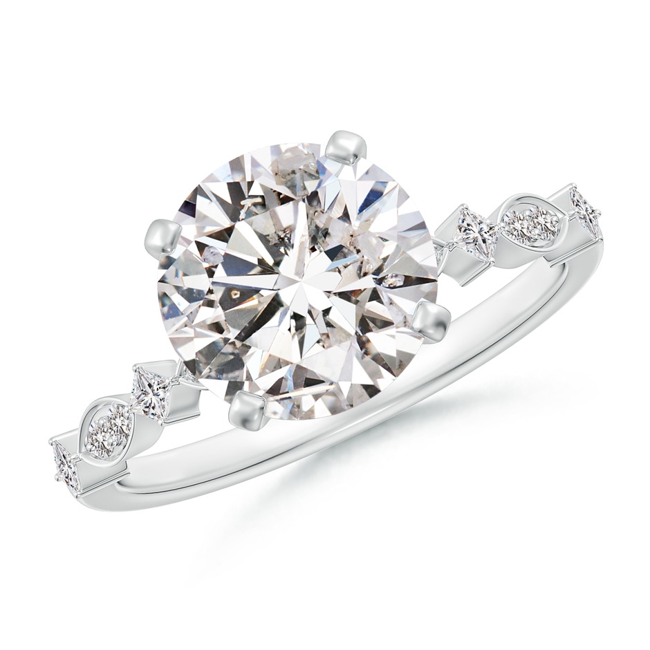 9.2mm IJI1I2 Round Diamond Engagement Ring with Marquise Motifs in White Gold 