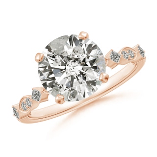 9.2mm KI3 Round Diamond Engagement Ring with Marquise Motifs in 18K Rose Gold