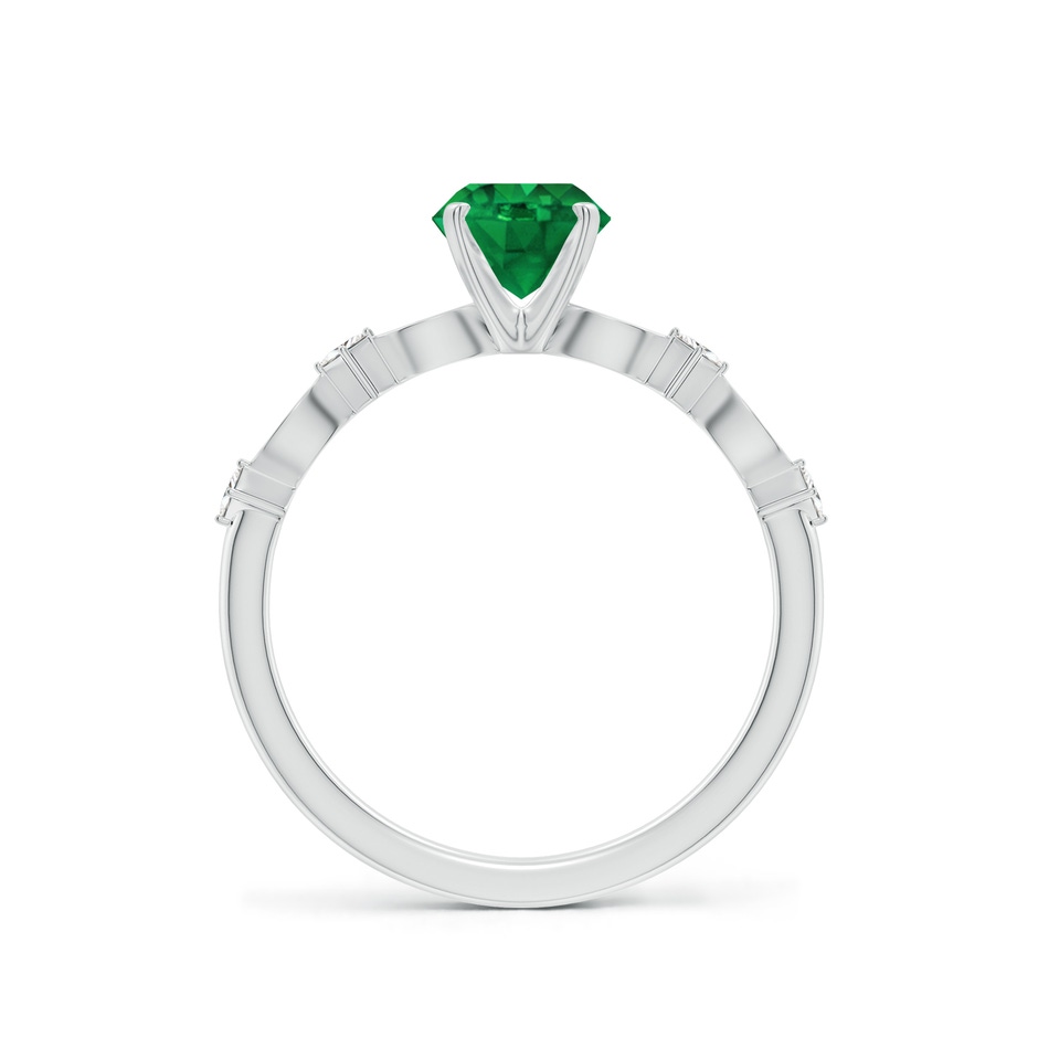 6mm AAA Round Emerald Engagement Ring with Marquise Motifs in White Gold side 199