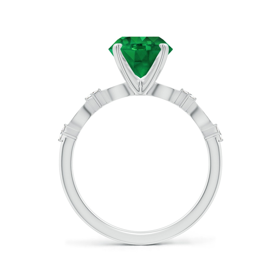 8mm AAA Round Emerald Engagement Ring with Marquise Motifs in White Gold side 199