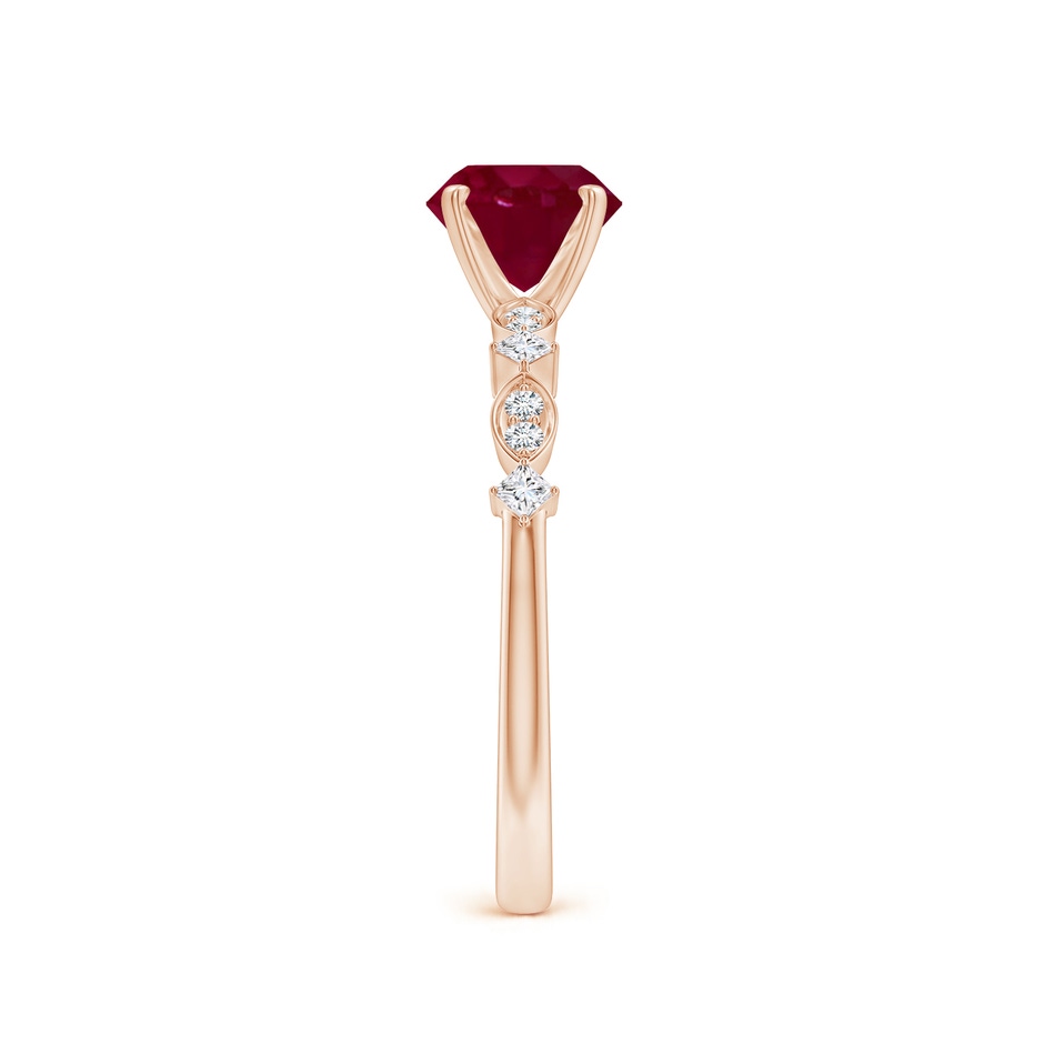 6.5mm A Round Ruby Engagement Ring with Marquise Motifs in Rose Gold side 299