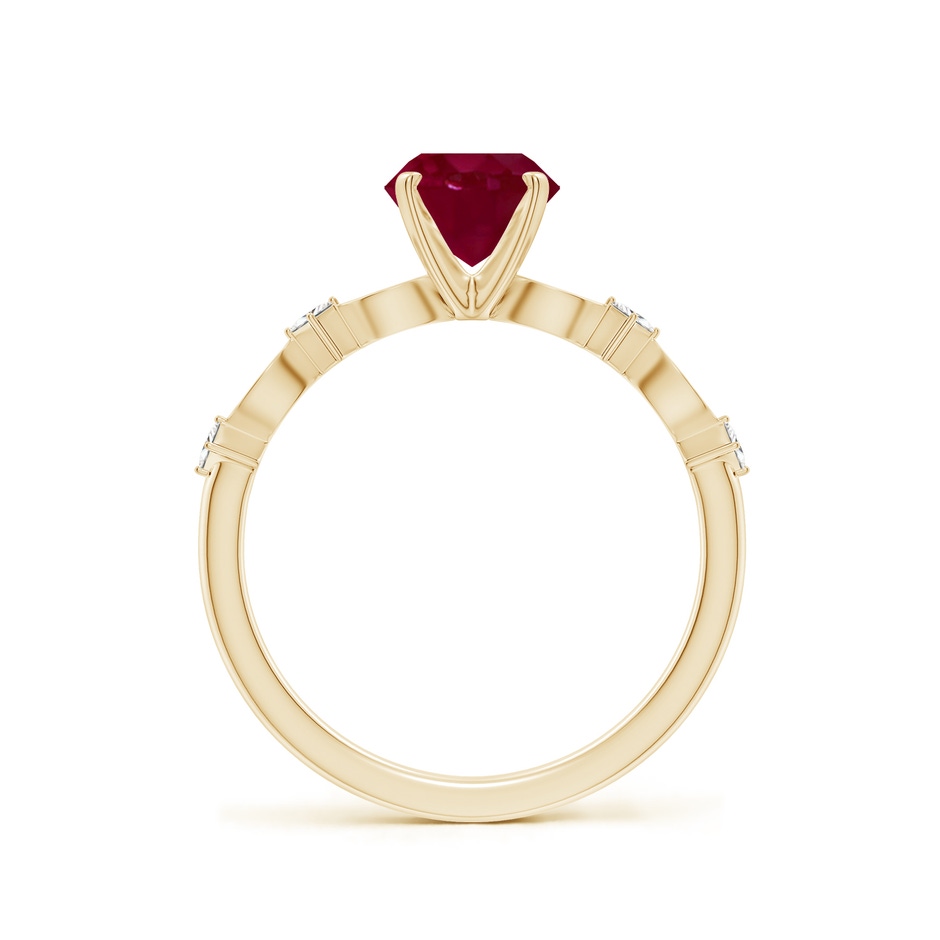 6.5mm A Round Ruby Engagement Ring with Marquise Motifs in Yellow Gold side 199