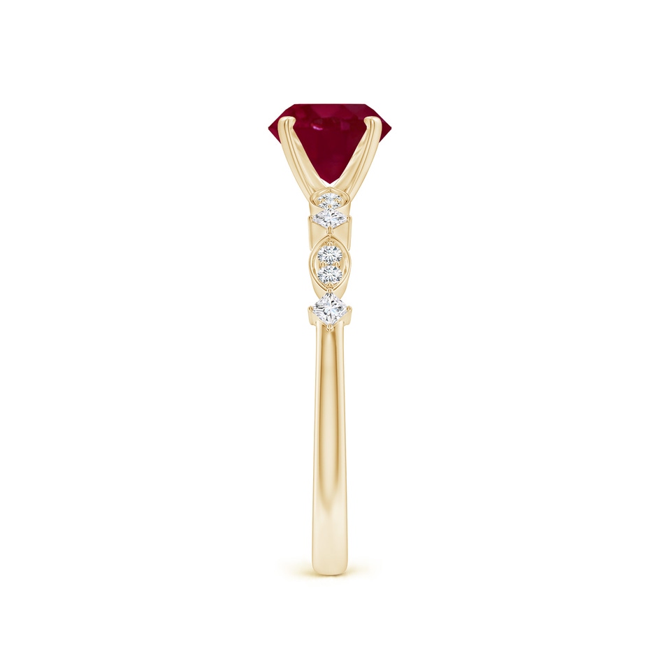 6.5mm A Round Ruby Engagement Ring with Marquise Motifs in Yellow Gold side 299