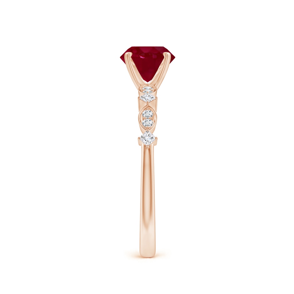 6.5mm AA Round Ruby Engagement Ring with Marquise Motifs in Rose Gold side 299