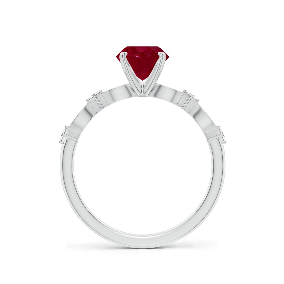6.5mm AA Round Ruby Engagement Ring with Marquise Motifs in White Gold side 199
