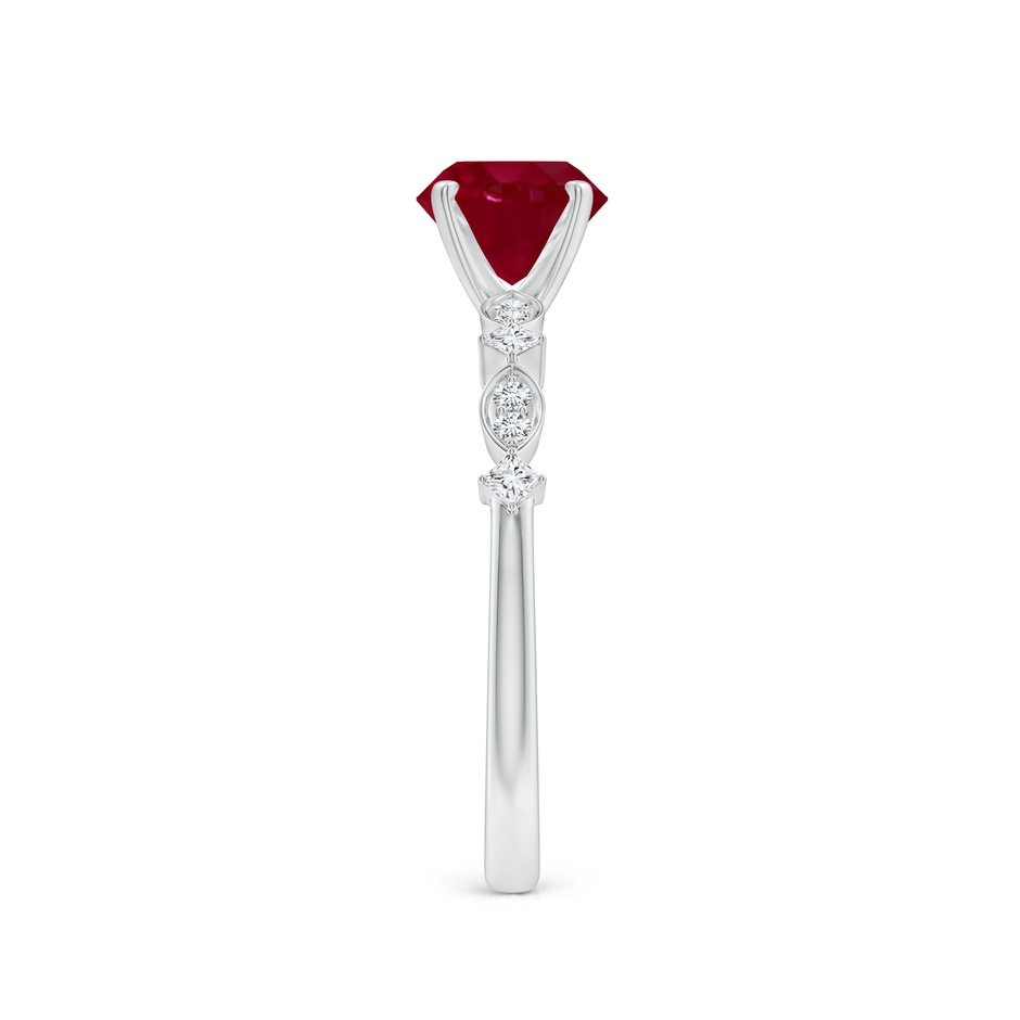 6.5mm AA Round Ruby Engagement Ring with Marquise Motifs in White Gold side 299