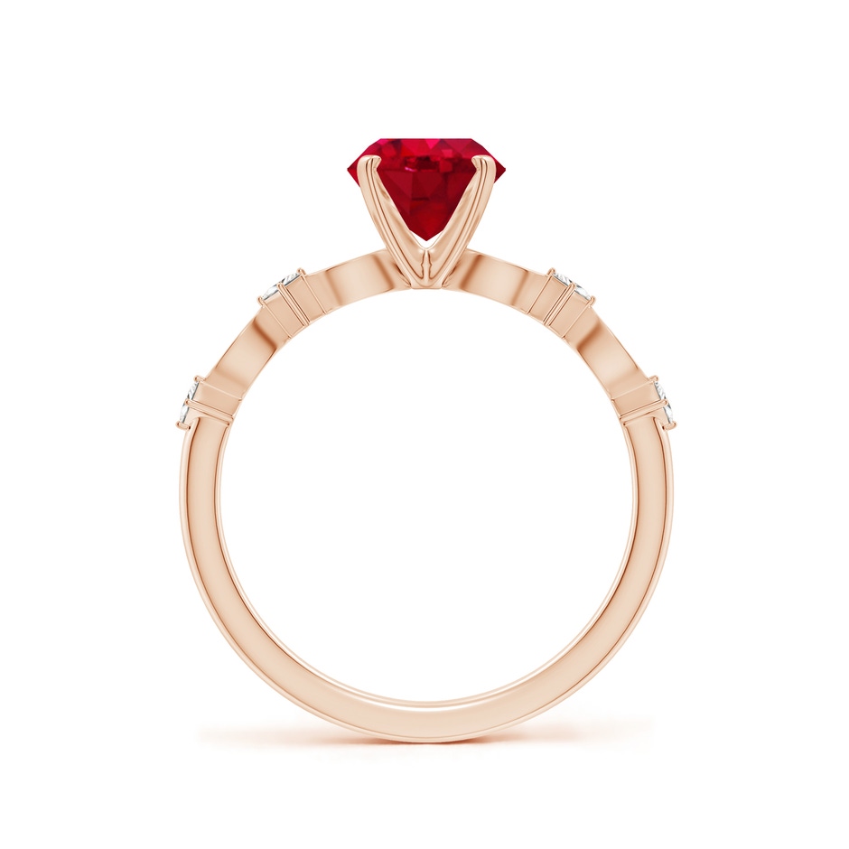 6.5mm AAA Round Ruby Engagement Ring with Marquise Motifs in Rose Gold side 199
