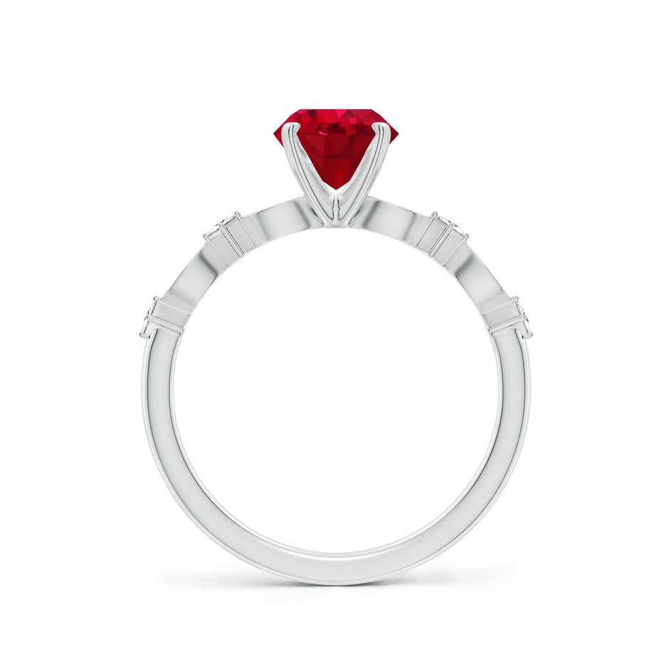 6.5mm AAA Round Ruby Engagement Ring with Marquise Motifs in White Gold side 199