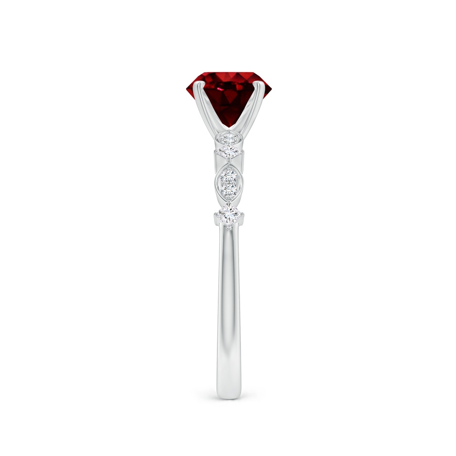 6.5mm AAAA Round Ruby Engagement Ring with Marquise Motifs in P950 Platinum side 299