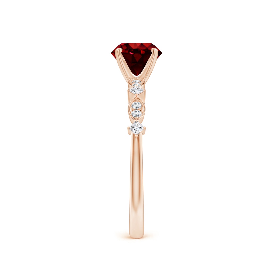 6.5mm AAAA Round Ruby Engagement Ring with Marquise Motifs in Rose Gold side 299