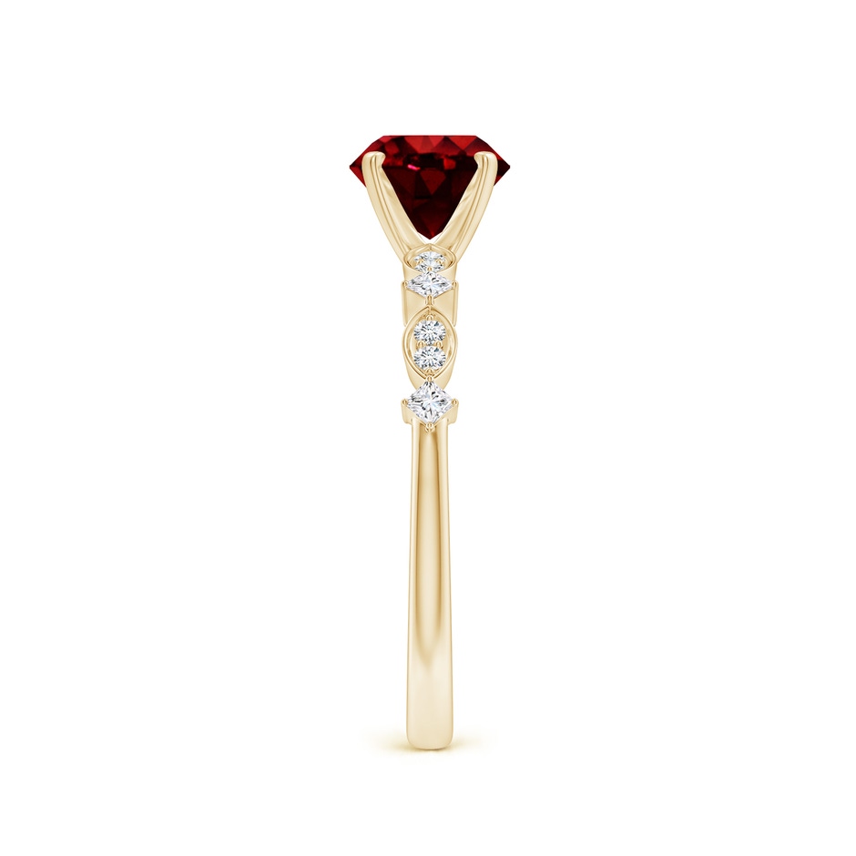 6.5mm AAAA Round Ruby Engagement Ring with Marquise Motifs in Yellow Gold side 299