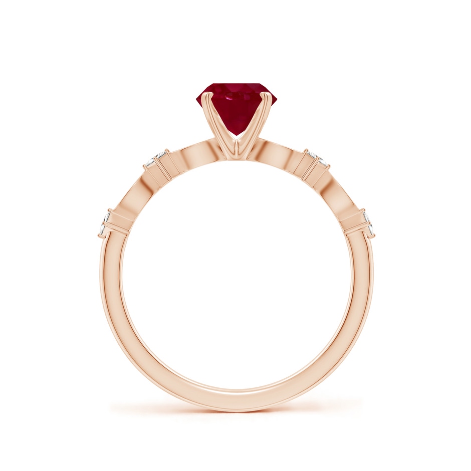 6mm AA Round Ruby Engagement Ring with Marquise Motifs in Rose Gold side 199
