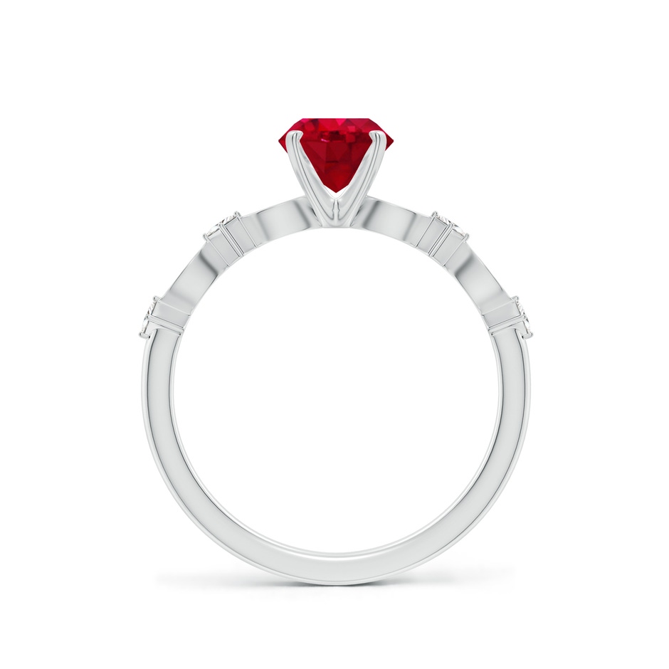 6mm AAA Round Ruby Engagement Ring with Marquise Motifs in 18K White Gold side 199