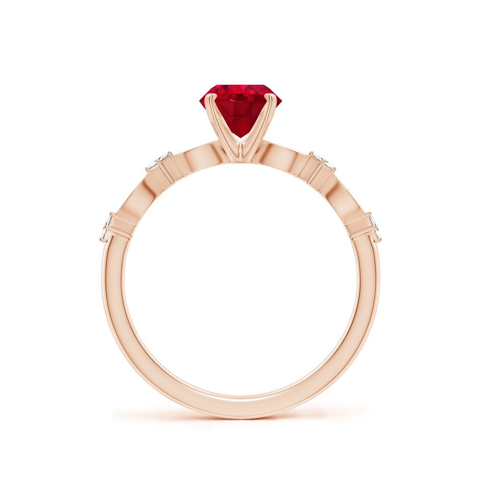 6mm AAA Round Ruby Engagement Ring with Marquise Motifs in Rose Gold side 199