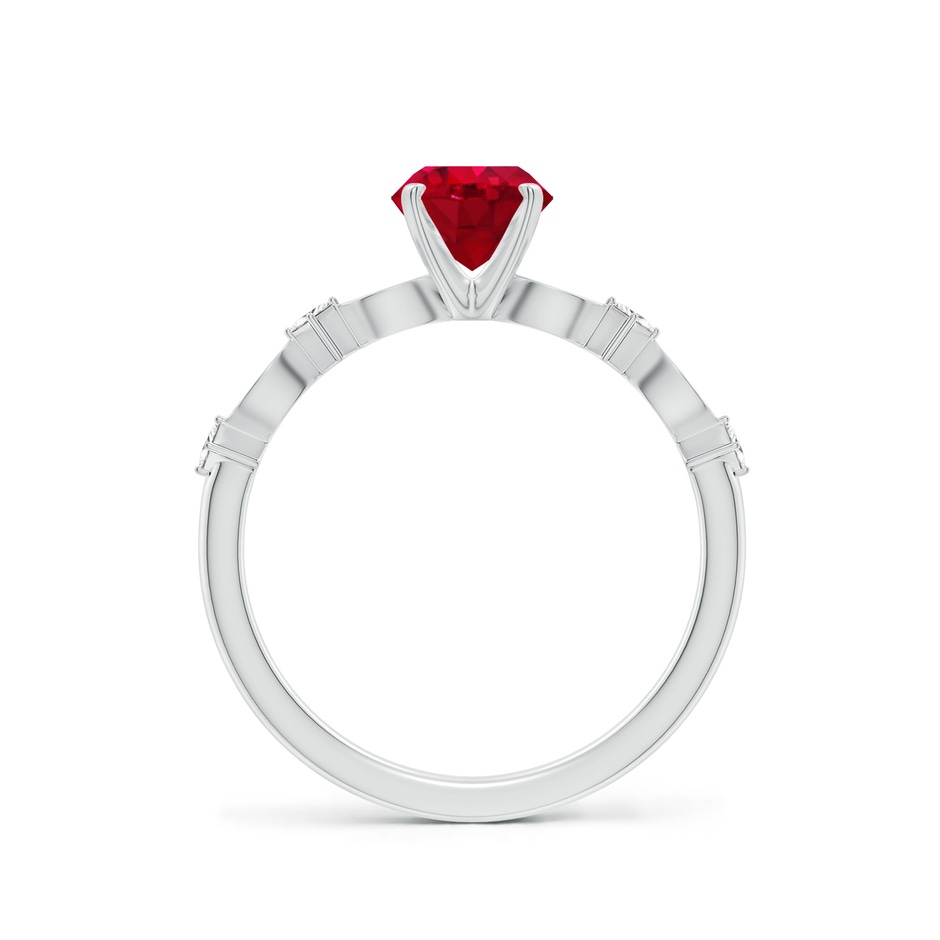 6mm AAA Round Ruby Engagement Ring with Marquise Motifs in White Gold side 199