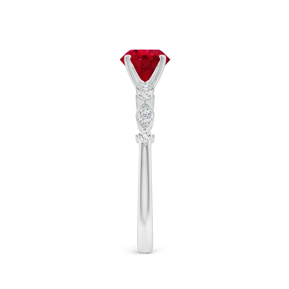 6mm AAA Round Ruby Engagement Ring with Marquise Motifs in White Gold side 299