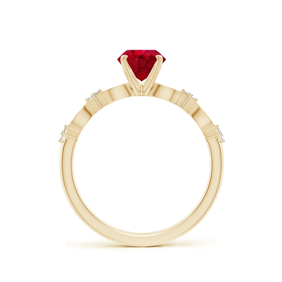 6mm AAA Round Ruby Engagement Ring with Marquise Motifs in Yellow Gold side 199