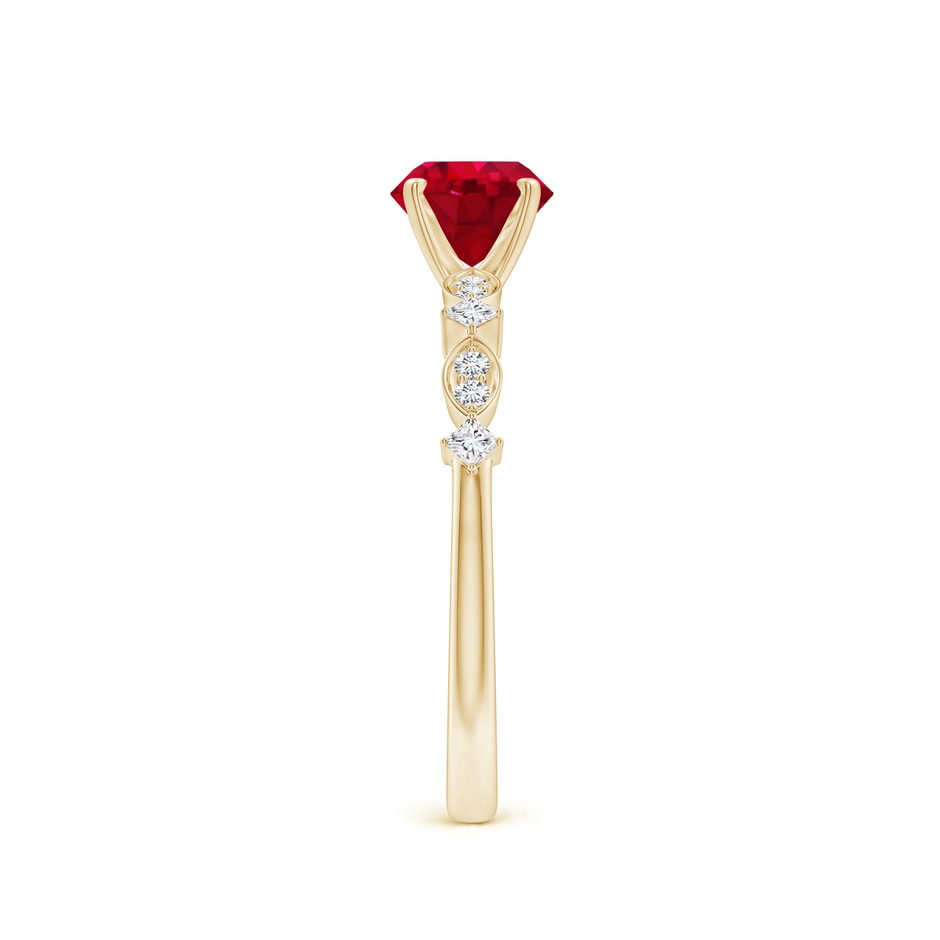 6mm AAA Round Ruby Engagement Ring with Marquise Motifs in Yellow Gold side 299