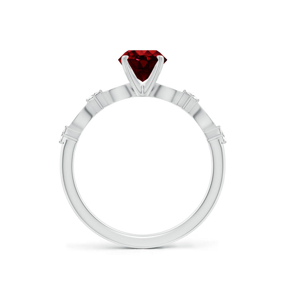 6mm AAAA Round Ruby Engagement Ring with Marquise Motifs in P950 Platinum side 199