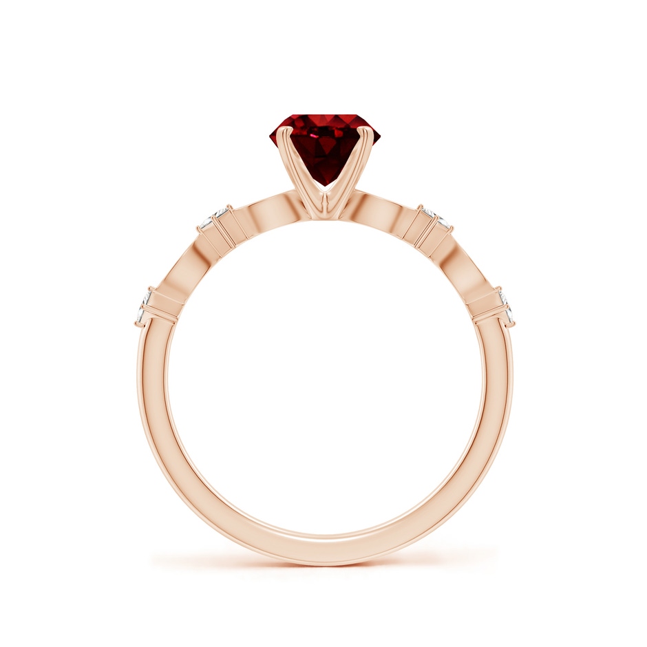 6mm AAAA Round Ruby Engagement Ring with Marquise Motifs in Rose Gold side 199