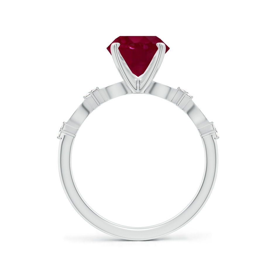 8mm A Round Ruby Engagement Ring with Marquise Motifs in 18K White Gold side 199