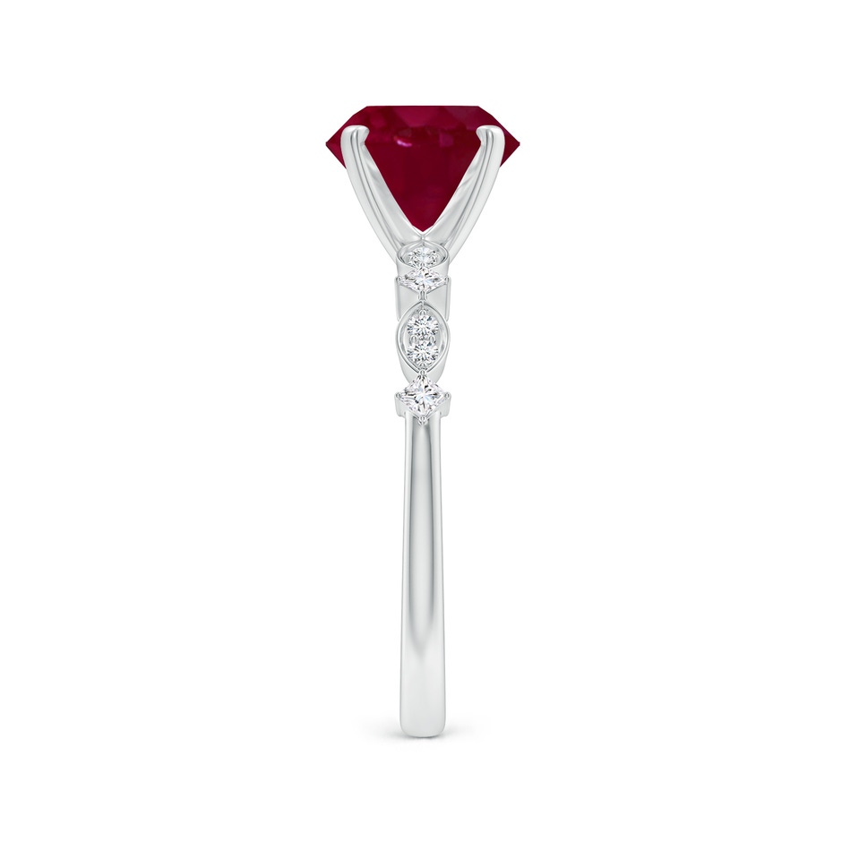 8mm A Round Ruby Engagement Ring with Marquise Motifs in 18K White Gold side 299