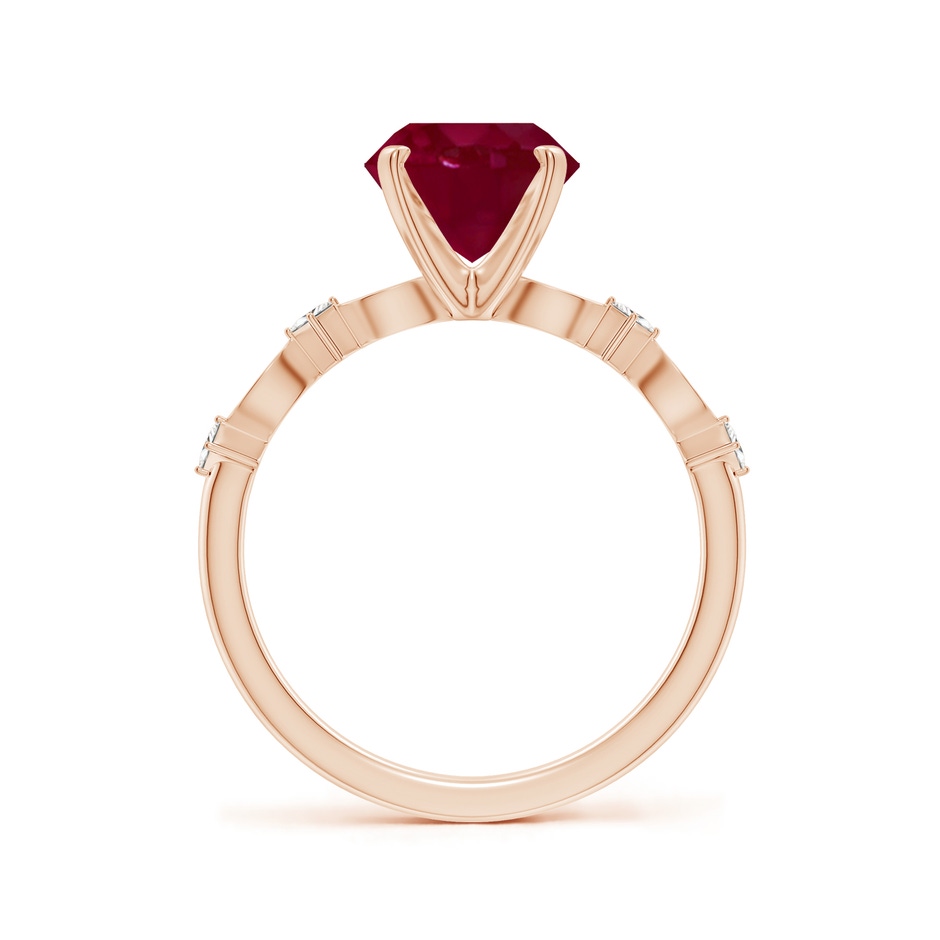 8mm A Round Ruby Engagement Ring with Marquise Motifs in Rose Gold side 199