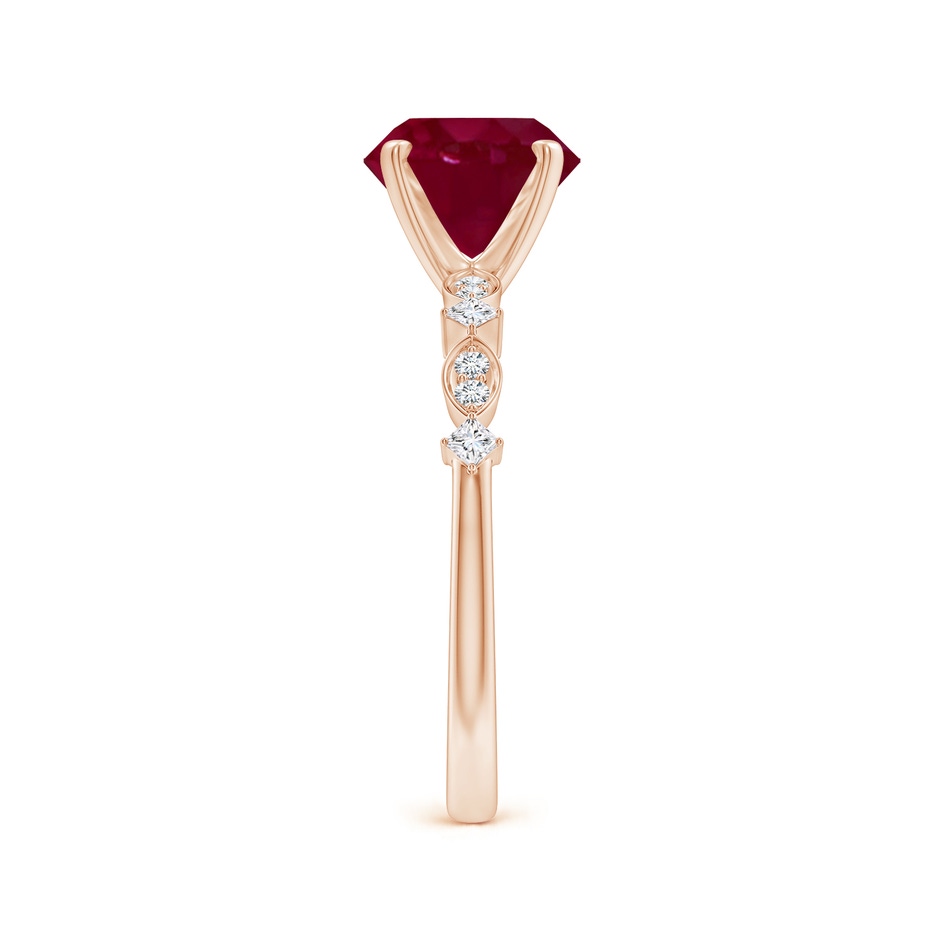 8mm A Round Ruby Engagement Ring with Marquise Motifs in Rose Gold side 299